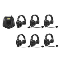 7-Person Full-Duplex Wireless Intercom System with Single-Ear Remote Headsets (1.9 GHz)