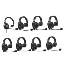 8-Person Full-Duplex Wireless Intercom System with Single-Ear Remote Headsets (1.9 GHz)