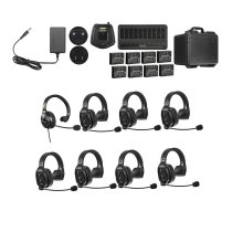 8-Person Full-Duplex Wireless Intercom System with Single-Ear Remote Headsets (1.9 GHz)