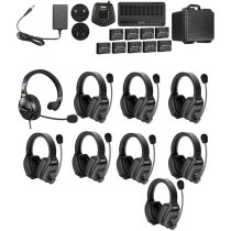 9-Person Full-Duplex Wireless Intercom System with Dual-Ear Remote Headsets (1.9 GHz)