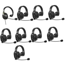 9-Person Full-Duplex Wireless Intercom System with Single-Ear Remote Headsets (1.9 GHz)