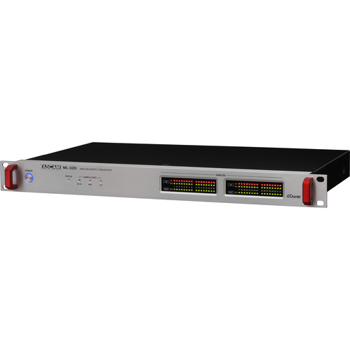 32-in/32-out Analog-to-Dante Converter with 24-bit/96kHz Resolution, Dual Redundant Ethernet Jacks